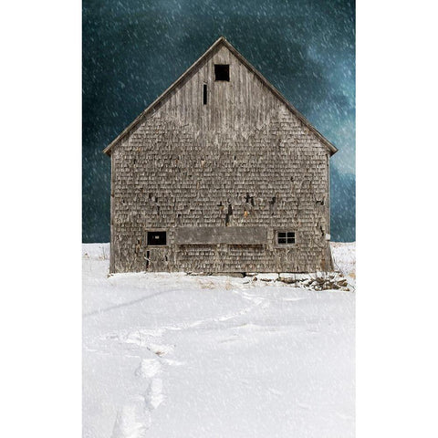 Old Barn Black Modern Wood Framed Art Print with Double Matting by Fielding, Edward M.