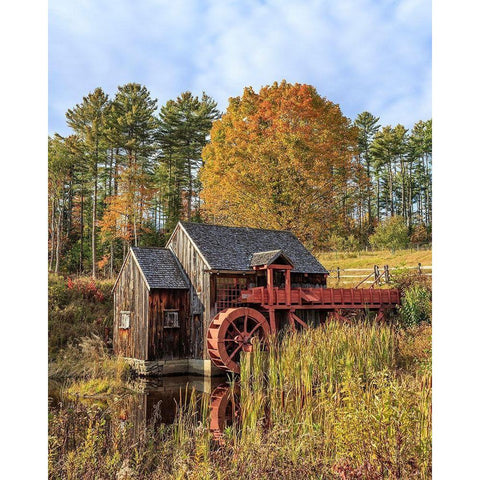 Grist Mill Black Modern Wood Framed Art Print with Double Matting by Fielding, Edward M.