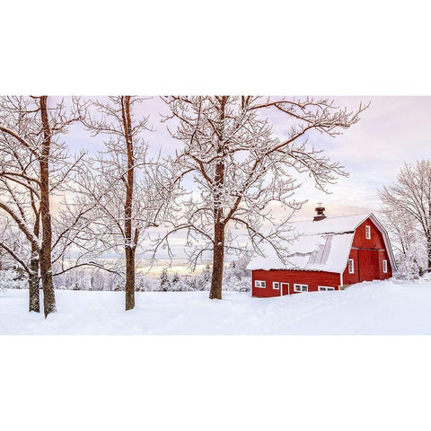 Winter Arrives Gold Ornate Wood Framed Art Print with Double Matting by Fielding, Edward M.