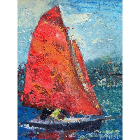 Red Sail Gold Ornate Wood Framed Art Print with Double Matting by Forst, Beth A.