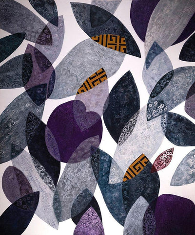 Hojas PÃ©treas I White Modern Wood Framed Art Print with Double Matting by Fedele, Daniela