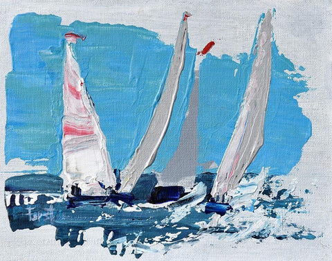 Candy Stripe Regatta White Modern Wood Framed Art Print with Double Matting by Forst, Beth A.