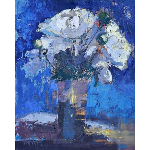 White Peonies White Modern Wood Framed Art Print by Forst, Beth A.