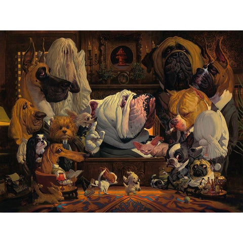 DogFather Gold Ornate Wood Framed Art Print with Double Matting by Fluharty, Thomas