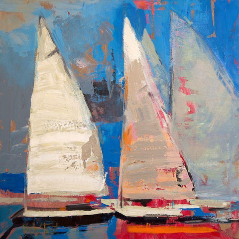 Ghost Sailing White Modern Wood Framed Art Print by Forst, Beth A.
