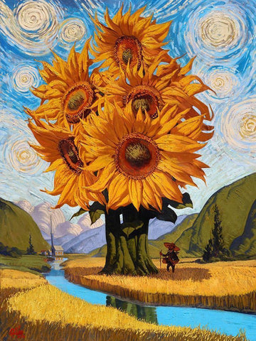 In The Valley Black Ornate Wood Framed Art Print with Double Matting by Fluharty, Thomas