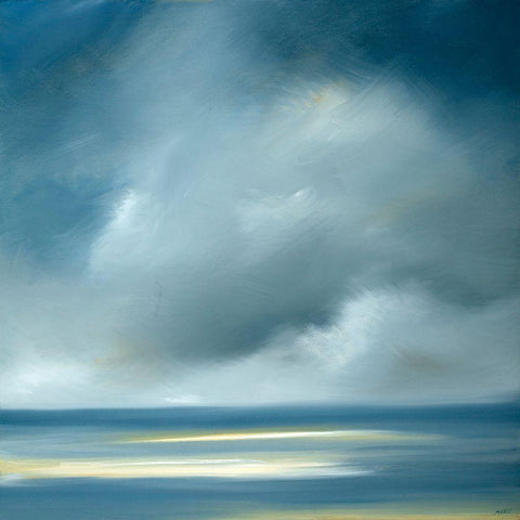 Skaket Blue White Modern Wood Framed Art Print by Fleury, Rick