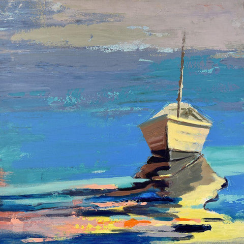 Blue Bay Black Modern Wood Framed Art Print with Double Matting by Forst, Beth A.
