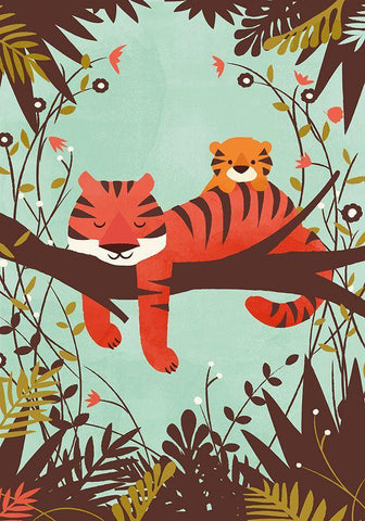 Sleeping Tiger Black Ornate Wood Framed Art Print with Double Matting by Fleck, Jay