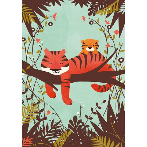 Sleeping Tiger Gold Ornate Wood Framed Art Print with Double Matting by Fleck, Jay