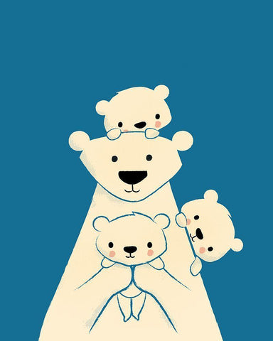 Papa Bear White Modern Wood Framed Art Print with Double Matting by Fleck, Jay