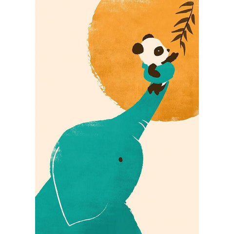 Pandaâ€™s Little Helper Gold Ornate Wood Framed Art Print with Double Matting by Fleck, Jay
