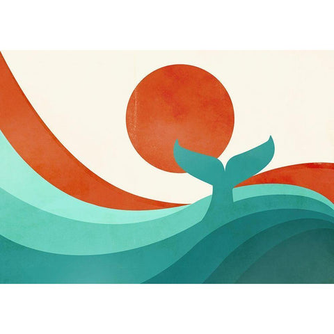 Wave (Day) Black Modern Wood Framed Art Print with Double Matting by Fleck, Jay