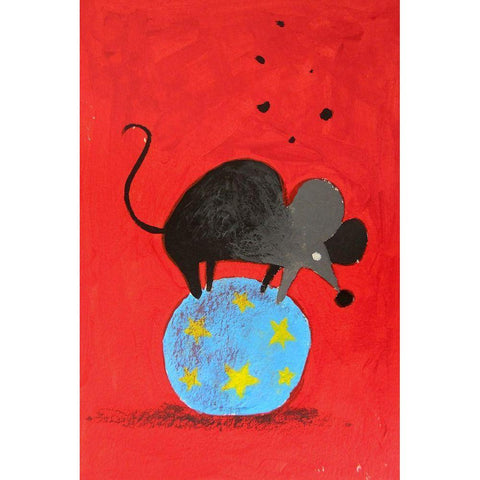 Circus Mouse White Modern Wood Framed Art Print by Filiuta, Robert