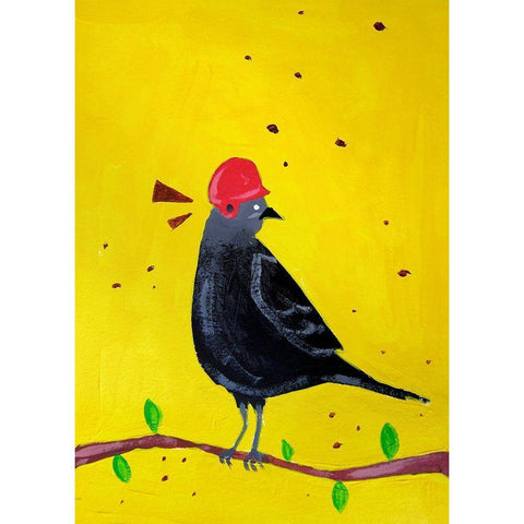 Messenger Bird No. 2 Black Modern Wood Framed Art Print by Filiuta, Robert