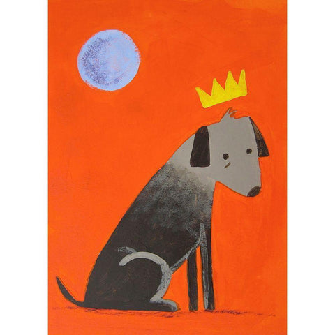 Moon Dog Black Modern Wood Framed Art Print by Filiuta, Robert