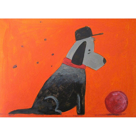 Red Ball Black Modern Wood Framed Art Print by Filiuta, Robert