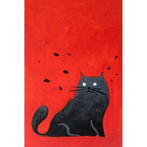 Stray Black Cat White Modern Wood Framed Art Print by Filiuta, Robert