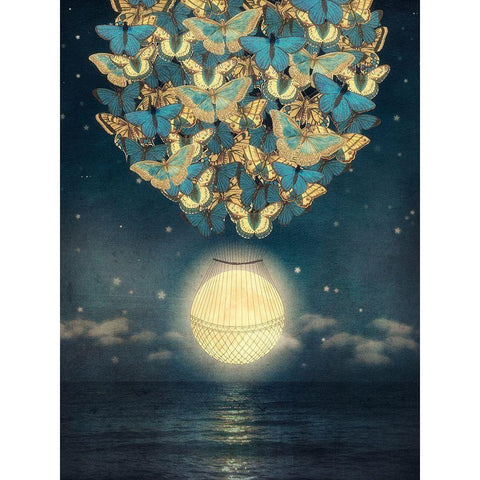 The Rising Moon Black Modern Wood Framed Art Print by Flores, Paula Belle