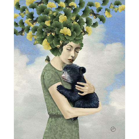 You Are Safe - Bear White Modern Wood Framed Art Print by Flores, Paula Belle