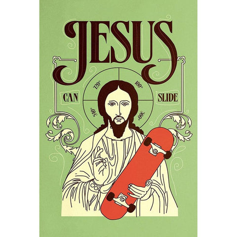 Jesus Can Slide Black Modern Wood Framed Art Print with Double Matting by Farkas, Robert