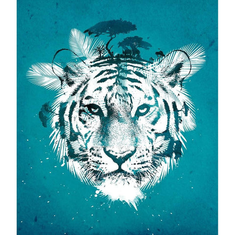 White Tiger White Modern Wood Framed Art Print by Farkas, Robert