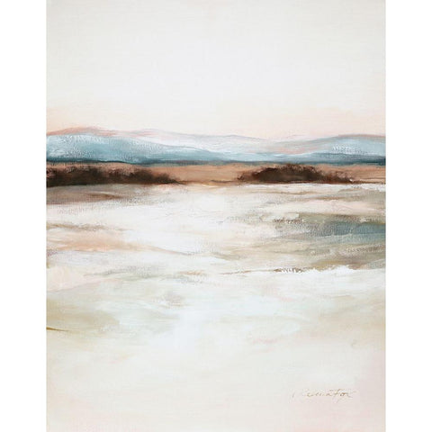 Distant Blues White Modern Wood Framed Art Print by Fox, Rebecca