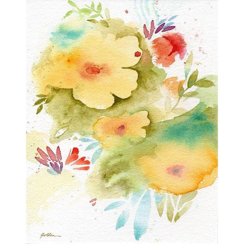 Fiesta Flowers Black Modern Wood Framed Art Print by Golden, Sheila