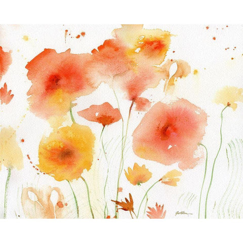 Orange Yellow White Modern Wood Framed Art Print by Golden, Sheila