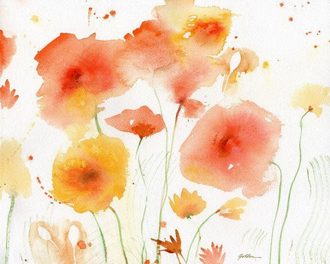 Orange Yellow White Modern Wood Framed Art Print with Double Matting by Golden, Sheila