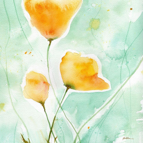 Precious Poppies Black Modern Wood Framed Art Print with Double Matting by Golden, Sheila