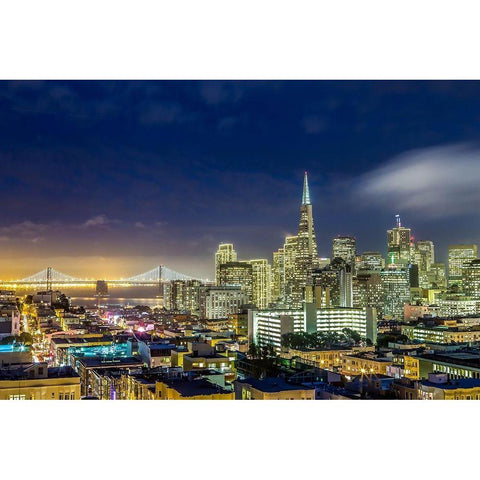 San Francisco Holiday Lights White Modern Wood Framed Art Print by Gordon, Dave