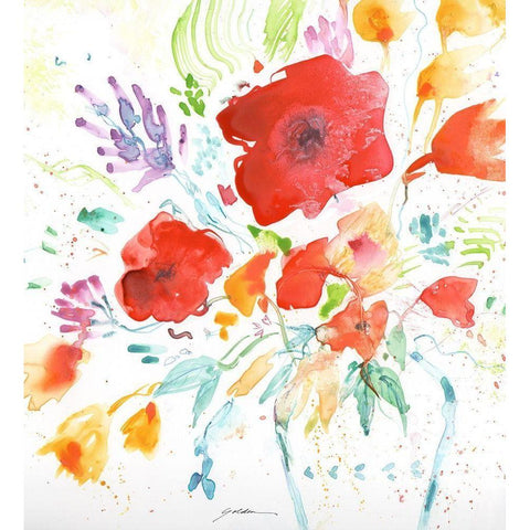 Bright Bouquet Black Modern Wood Framed Art Print by Golden, Sheila