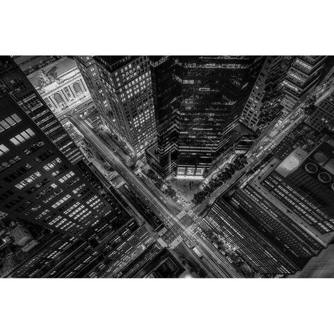 New York City Looking Down White Modern Wood Framed Art Print by Getty, Bruce