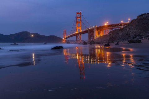 Reflection Marshall Beach Black Ornate Wood Framed Art Print with Double Matting by Getty, Bruce