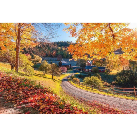 Sleepy Hollow Ranch, Vermont Black Modern Wood Framed Art Print with Double Matting by Getty, Bruce