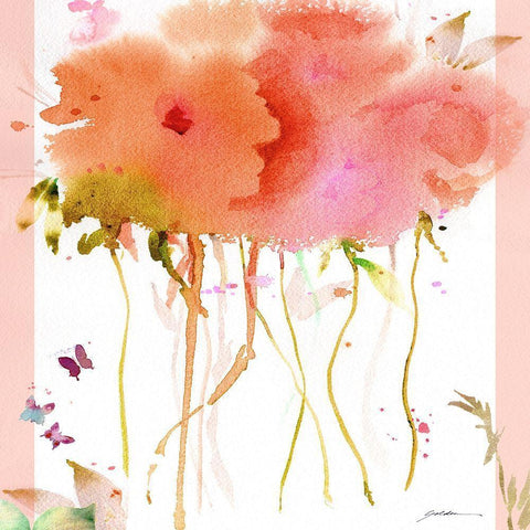Butterfly Blossoming White Modern Wood Framed Art Print with Double Matting by Golden, Sheila