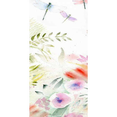 Flight of the Dragonfly #1 White Modern Wood Framed Art Print by Golden, Sheila