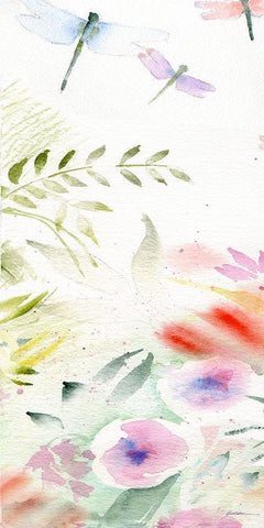 Flight of the Dragonfly #1 White Modern Wood Framed Art Print with Double Matting by Golden, Sheila