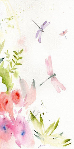 Flight of the Dragonfly #2 White Modern Wood Framed Art Print with Double Matting by Golden, Sheila