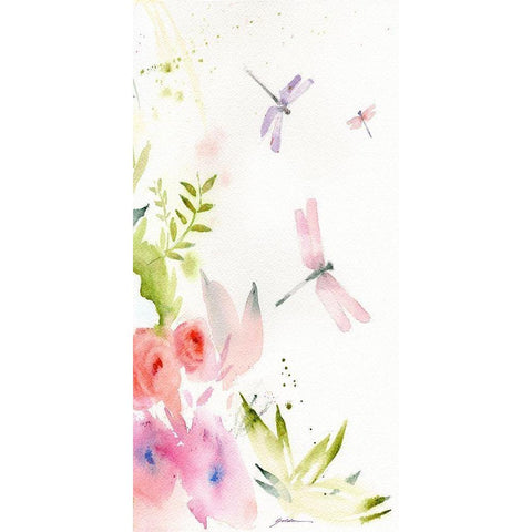 Flight of the Dragonfly #2 Black Modern Wood Framed Art Print by Golden, Sheila