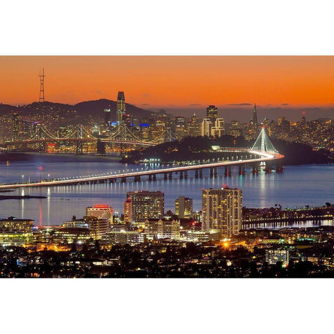 Bay Bridge from Berkeley White Modern Wood Framed Art Print by Gavrilis, John