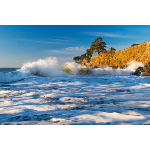 Capitola Cliffs and Waves Gold Ornate Wood Framed Art Print with Double Matting by Gavrilis, John
