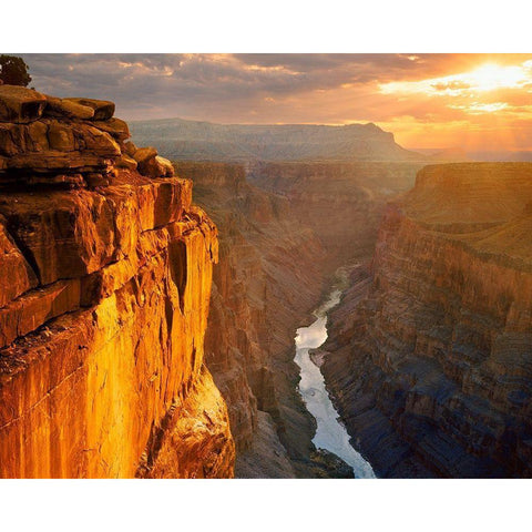 Toroweap Sunrise Gold Ornate Wood Framed Art Print with Double Matting by Gavrilis, John
