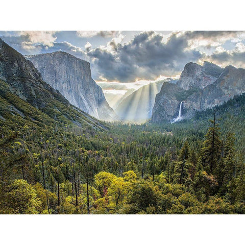 Tunnel View Sun Rays Black Modern Wood Framed Art Print with Double Matting by Gavrilis, John
