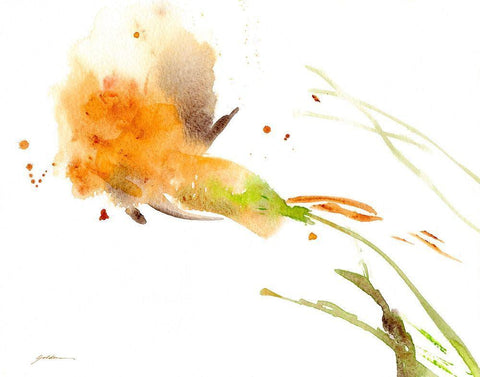 Ochre Opening White Modern Wood Framed Art Print with Double Matting by Golden, Sheila