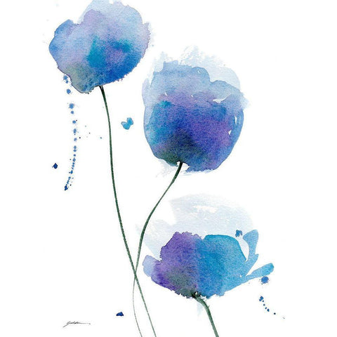 Periwinkle Blue White Modern Wood Framed Art Print by Golden, Sheila