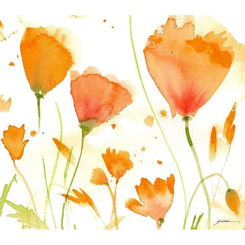 Poppy Moment Gold Ornate Wood Framed Art Print with Double Matting by Golden, Sheila