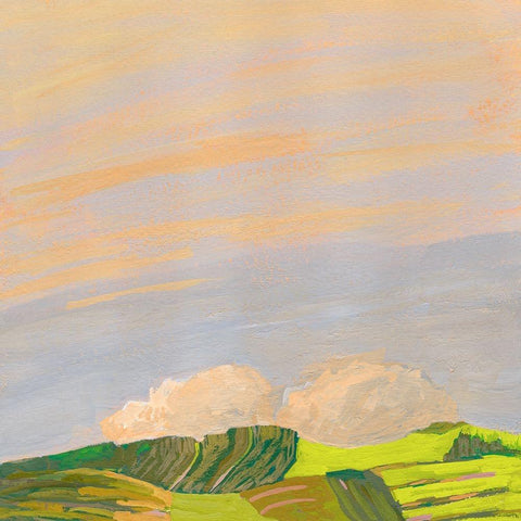 Hills and Clouds White Modern Wood Framed Art Print with Double Matting by Gordon, Toby