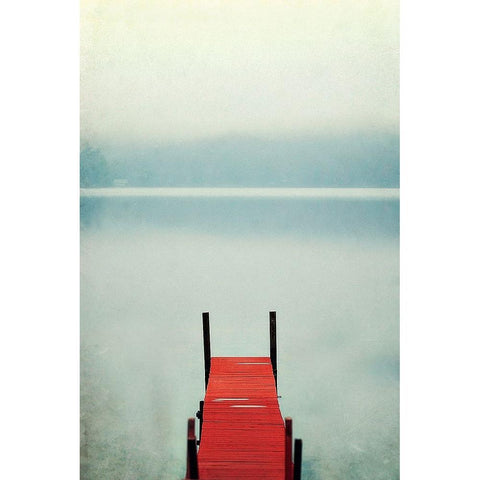 Red Boat Dock Black Modern Wood Framed Art Print with Double Matting by Grippo-Pike, Carrie Ann